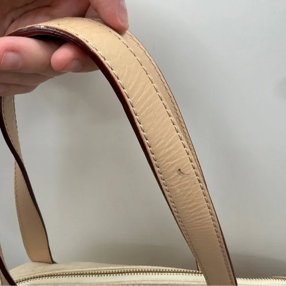 Kate Spade Eat Cake For Breakfast Canvas Tote Bag Red White Leather Trim - Picture 11 of 15